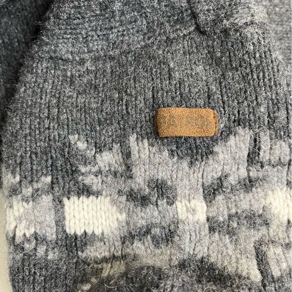 Vintage Patrol Shetland Wool Fair Isle Heather Gray 1/4 Zip Sweater Women Large - Picture 7 of 14